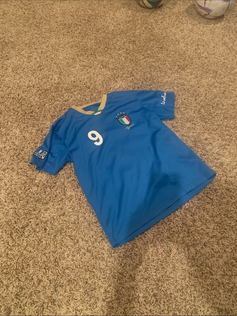 Italina Blue Kids Soccer Jersey with Number 9